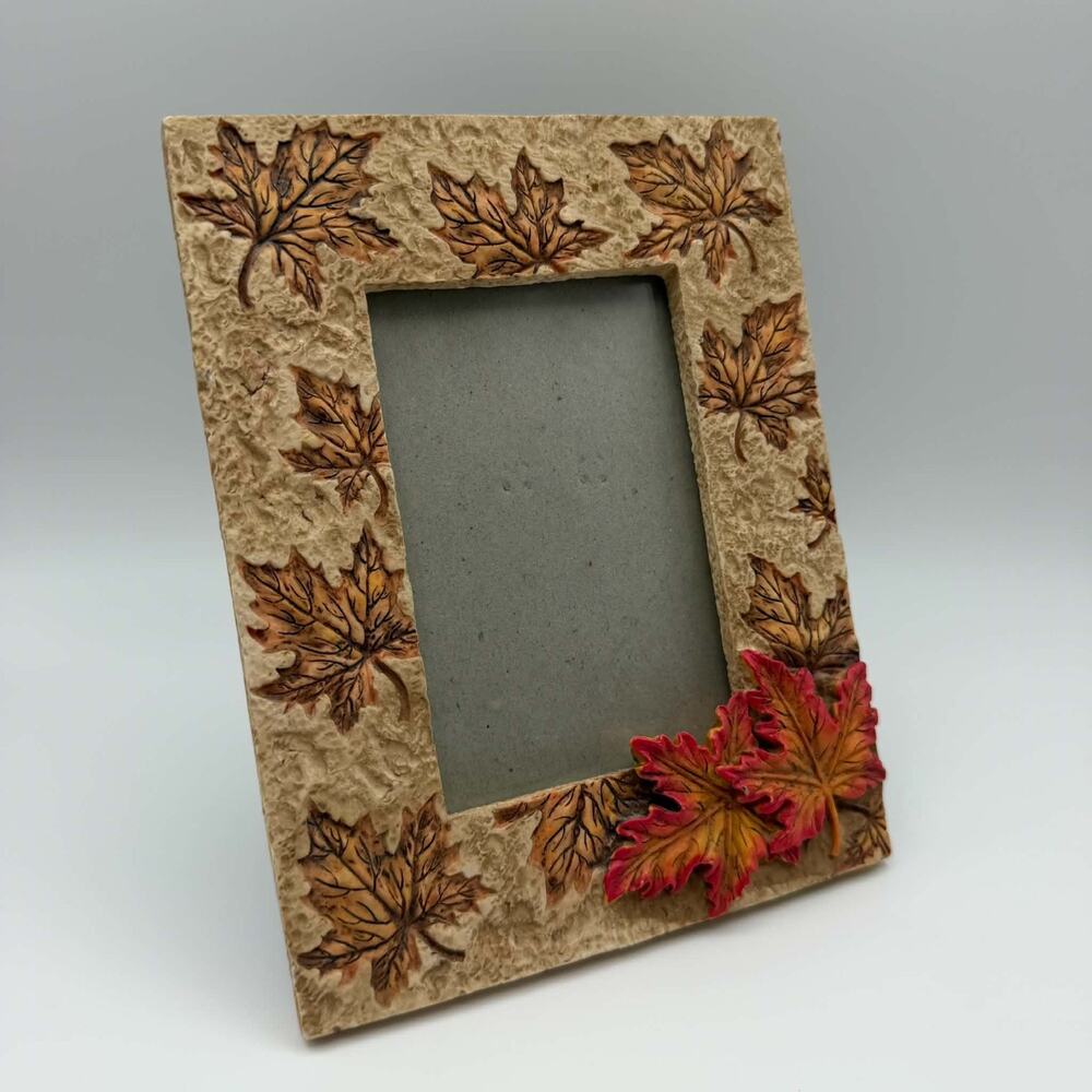 Autumn Leaves Textured Picture Frame Rustic Country Cottage 3x4 Photo